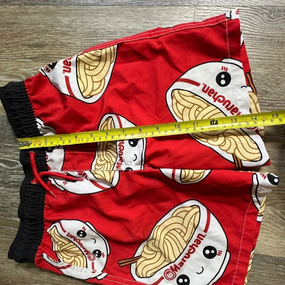 Maruchan Swim Trunks Kids Size 8 (M) Red Ramen Noodle Kawaii Board Shorts